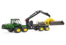 Tracteur forestier Bruder John Deere avec grue et 4 bûches