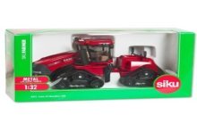 siku 3275, Case IH Quadtrac 600 Tracteur à chenilles, 1:32, métal/plastique, rouge, attelage fonctionnel et barre de remorquage 