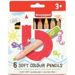 Bruynzeel 6 crayons de couleur souples