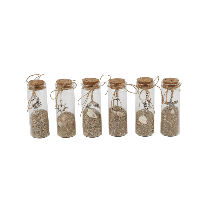 Flesje met zand en schelpen 8.5 cm