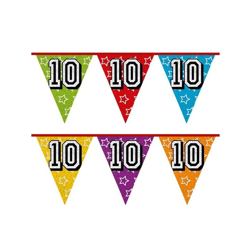 Vlaggenlijn Holografisch 10jaar 8 meter