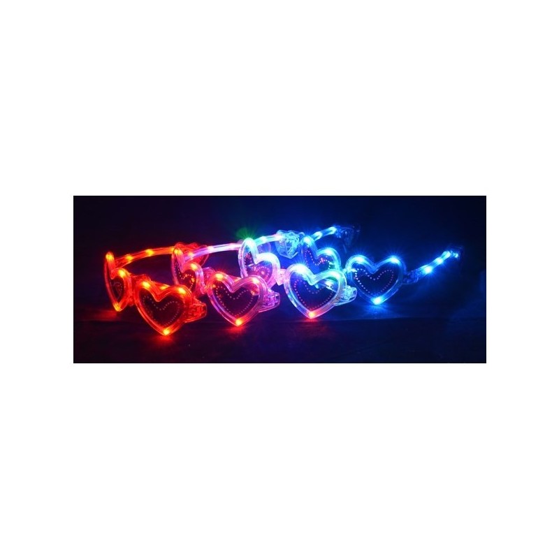 Lunettes coeur LED couleur assortie