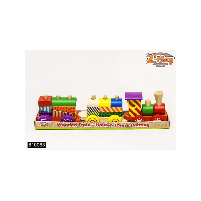 Coffret 2-Play Train en bois avec 2 wagons 34x6,5x8,5 cm