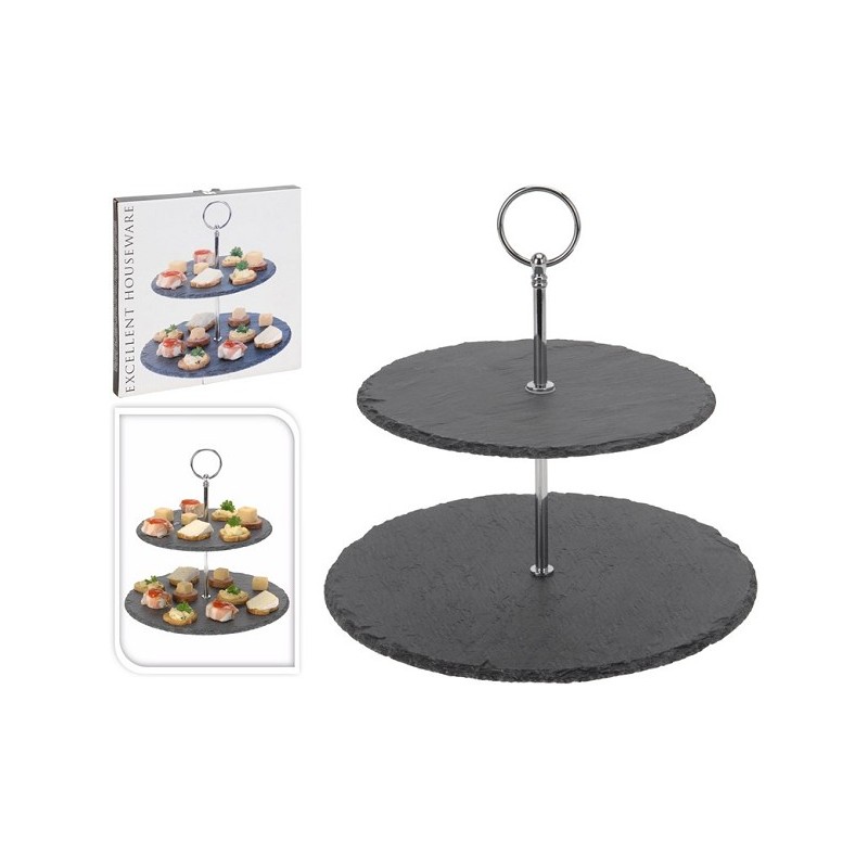 etagere 2 laags leisteen