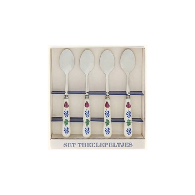 Boerenbont theelepels set a 4 stuks in cadeau verpakking rvs