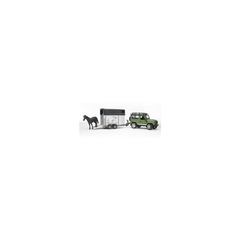 Bruder Landrover Defender avec remorque et cheval