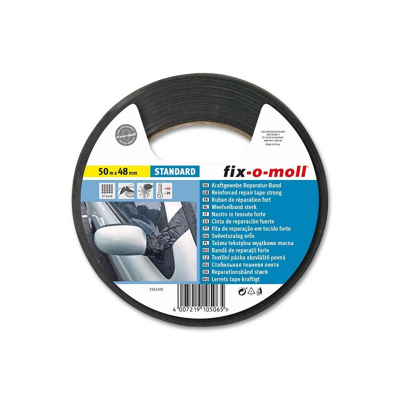 Fix-o-moll univ.powerband 50m 48mm breed zwart Reparatie tape Weefselband