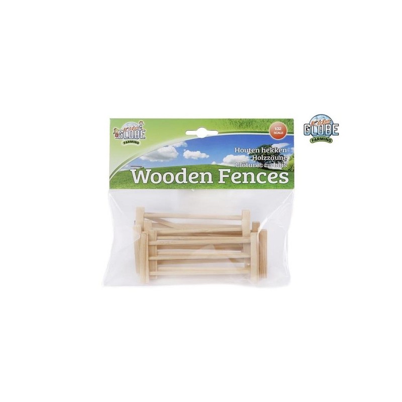 Kids Globe houten hekken 6stuks 1:32 12x5x0,7cm