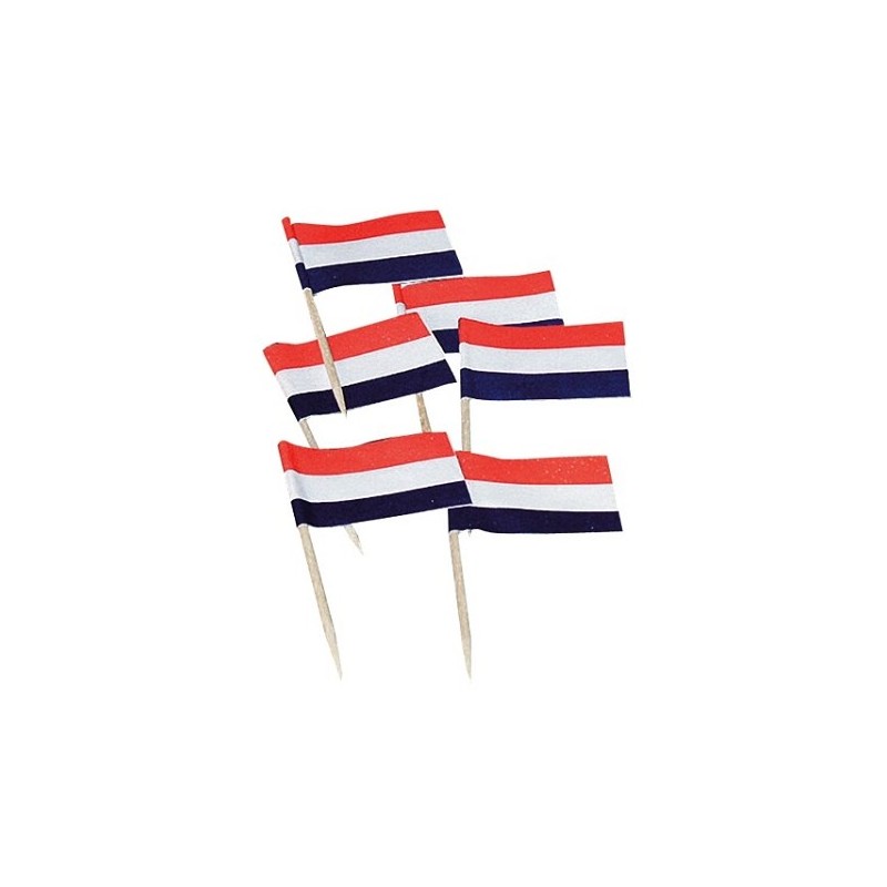 Cocktailprikkers  Vlag 7cm 5 pak a 50st.rood-wit-blauw