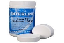 Interline chloortabletten GROOT a 200g  Long-90 verpakt in pot van 1Kg