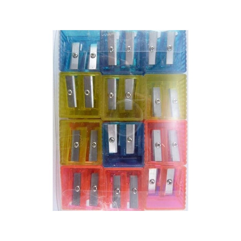Taille-crayon plastique double boîte/24 couleurs assorties