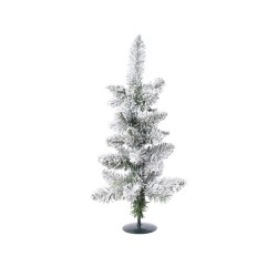 Everlands Mini kunstkerstboom op voet met besneeuwd pencil pine 60x25cm PVC