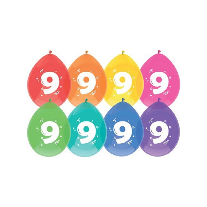 Ballonnen 9 jaar pak a 8 stuks