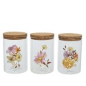 Decoris Pot de conservation en verre avec image fleurs séchées Ø8-H13cm