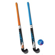 Hockeyset oranje en blauw kunststof 85cm