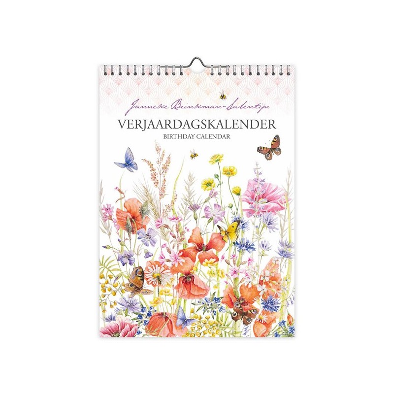 Verjaardagskalender Janneke Brinkman Klaproos met vlinder 18x25cm