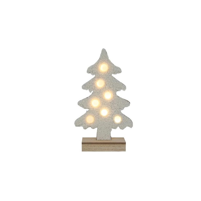 Kerstboom Terry vilt 7xLED bolletjes creme h27xb16cm, 2xAAA excl