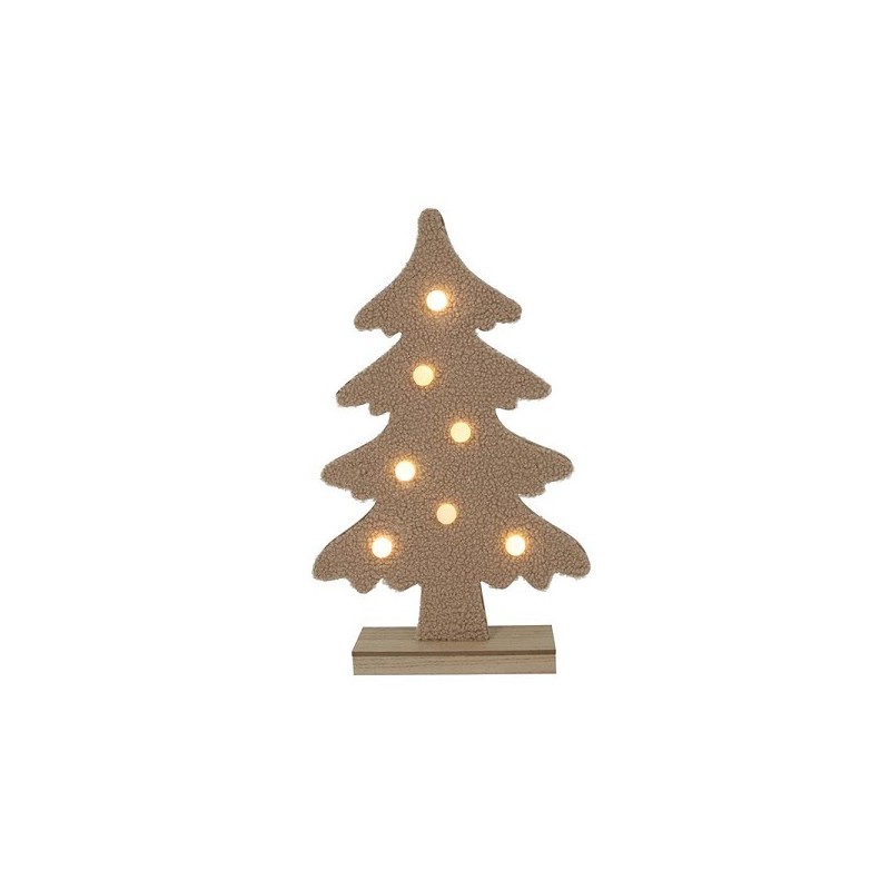 Kerstboom Terry vilt 7xLED bolletjes camel h27xb16cm, 2xAAA excl