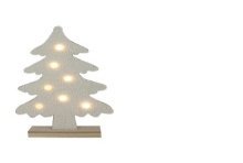 Kerstboom Terry vilt 7xLED bolletjes creme h45xb27cm, 2xAAA excl