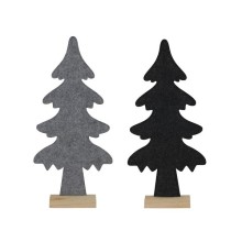 Kerstboom vilt met hout 26x6,5xh54cm zwart of grijs