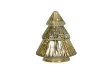 Kerstboom glas craquele LED goud Ø10,5x19,5cm 2xAAA excl