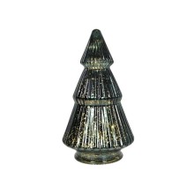 Kerstboom glas craquele LED groen Ø10,5x19,5cm 2xAAA excl