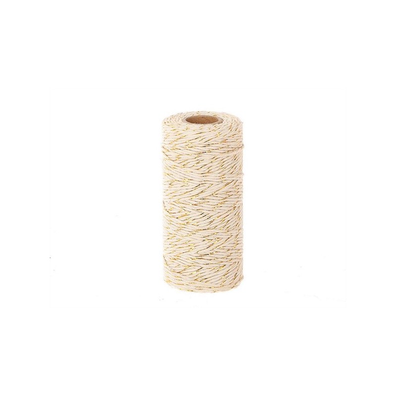 HBX natural living Katoenen touw op klos 100m x 0,2cm wit/goud
