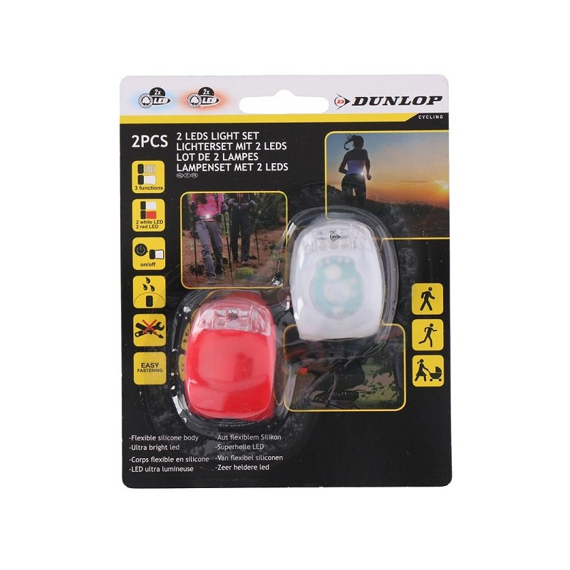 Dunlop Fietsverlichtingset LED 2-delig (incl. 4x CR2032 batterij)
