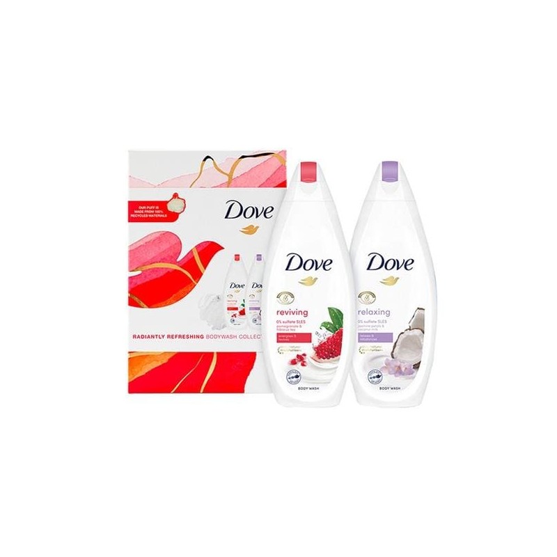 Dove Radiantly Refreshing giftset Douche 225ml Duo + Spons