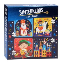 4 in 1 puzzel Sinterklaas 4 puzzels, afmeting per puzzel : 17,3x17,3cm