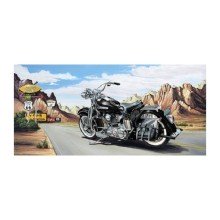 Schilderij Harley Route 66 40x78cm in zwart houten lijst