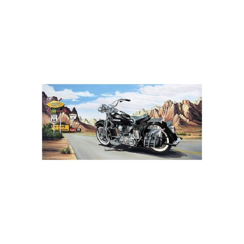 Schilderij Harley Route 66 40x78cm in zwart houten lijst