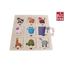 Inlegpuzzel hout zoek het dier 9pc