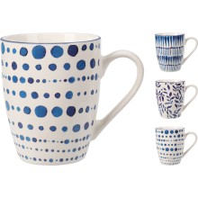 Beker 350ml porselein wit/blauw