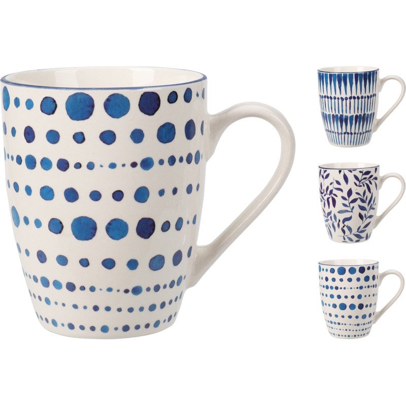 Beker 350ml porselein wit/blauw