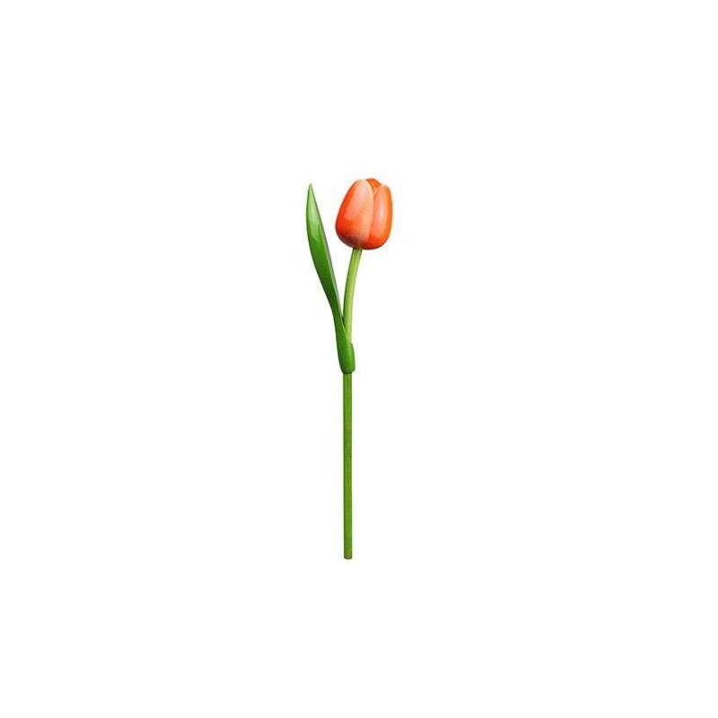Tulp hout oranje/wit 35cm