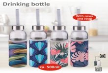 Alpina Drinkfles glas 500ml + hoes