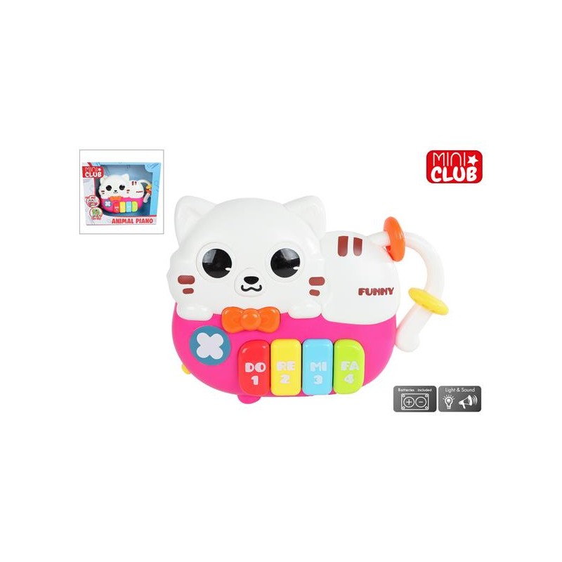 Poes dierenpiano met licht & geluid 15cm