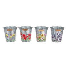 Emmer Zink H14cm met bloemmotief
