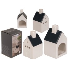 Theelichthouder huisje in giftbox 5x9cm