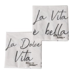 Boltze Home Servetten Dolce Vita Zwart-witte Tekst 20 Stuks 33x33cm