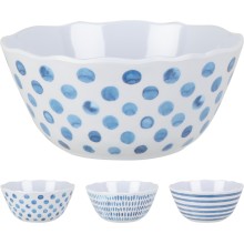 Schaal melamine Ø15,5xh8cm blauw/wit