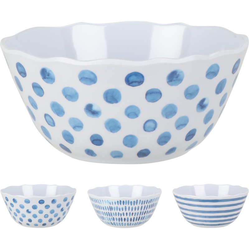 Schaal melamine Ø15,5xh8cm blauw/wit