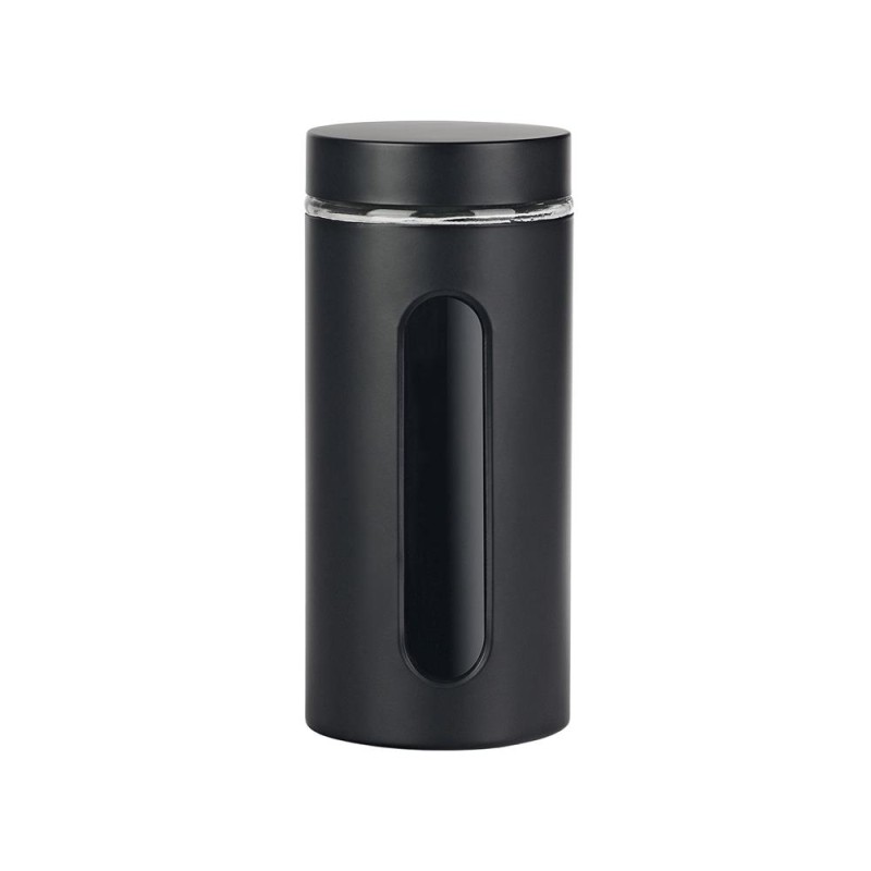 Voorraadpot venster zwart mat 1,2L glas
