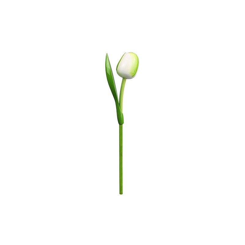 Tulp hout wit/groen35cm