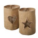 Windlicht Finia helder glas Jute ØH15cm