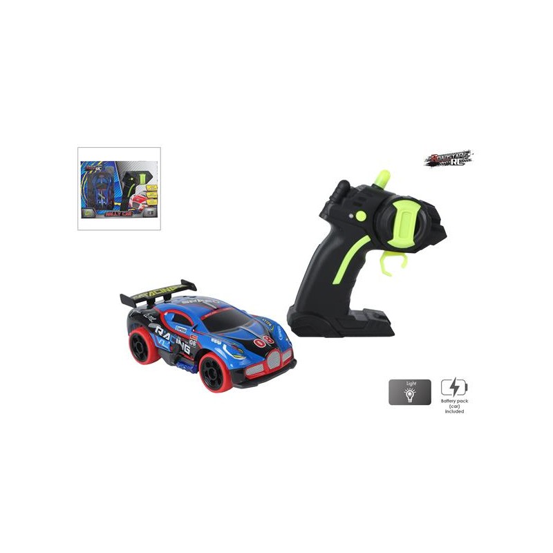 RC raceauto met licht 13cm blauw