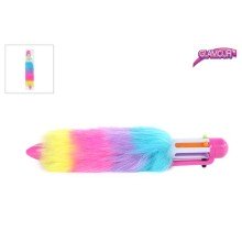 Glamour pluizige multi color balpen