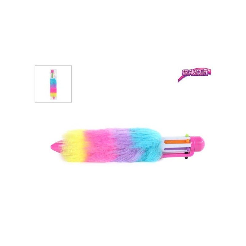 Glamour pluizige multi color balpen