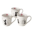 Boltze Home Jumbo Mug Happy Rabbit 400 ml - noir/blanc avec coeur rose
